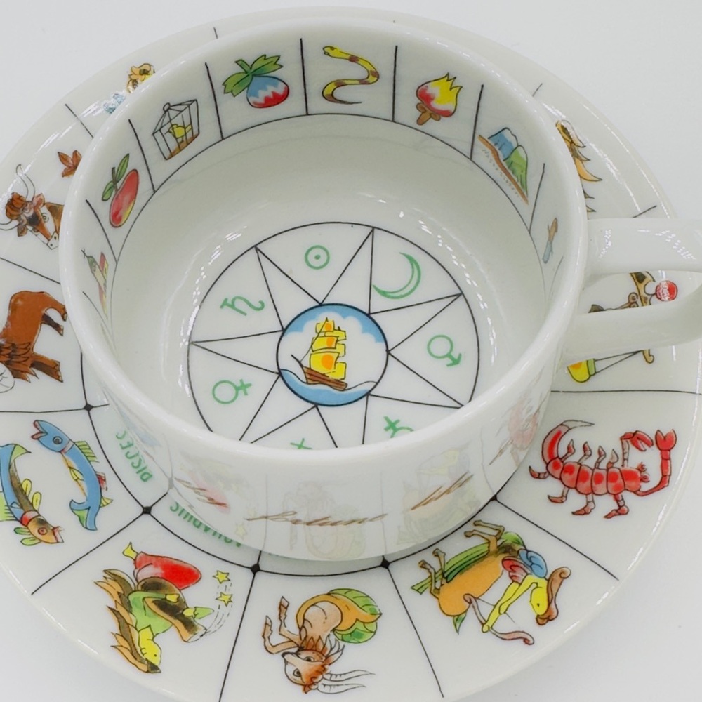 Zodiac Themed Cup and Saucer Set Fortune Tea Reading Japan - Picture 2 of 5